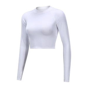 Fitness Tops Sports Wear for Women Gym Sportshirt Dames Long-sleeved Sexy Mesh Back Red Running Shirt Crop Top Yoga Blouse