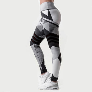 NORMOV Hot Geometric Printing Fitness Women Leggings Streetwear High Waist Stretch Pants Breathable Slim Female Leggins