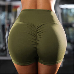 Hot Women Casual Solid Elastic High Waist Push Up Fitness Yoga Shorts Running Gym Stretch Sports Short Pants