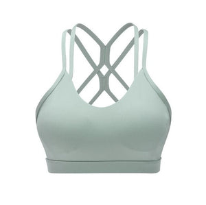 Women Sexy Back Sports Bra Solid Yoga Tank Top for Girls Fitness Push up Gym Shockproof Shirt Running 2019 Elastic Fast Dry Vest