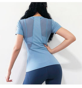 NEVERSTOP Quick Dry Fit Yoga Tops Women Sport T Shirt Gym Jerseys Fitness Shirt Yoga Running T-shirts Female Sports Top Cloth