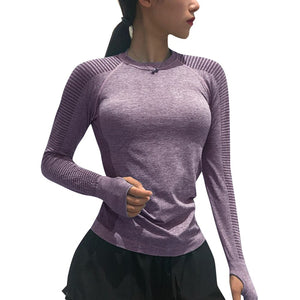 Women Autumn Shirts Long Sleeve Solid Color Quick Drying Breathable Running Fitness Ladies Elasticity Top T-shirt Camiseta Mujer