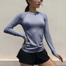 Load image into Gallery viewer, Women Autumn Shirts Long Sleeve Solid Color Quick Drying Breathable Running Fitness Ladies Elasticity Top T-shirt Camiseta Mujer