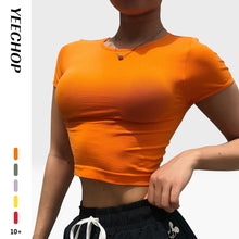 Load image into Gallery viewer, Women Gym Vital Seamless Short Sleeve Crop Top Stretchy Quick Dry Comfortable Tights Workout Sports Fitness Yoga T Shirts