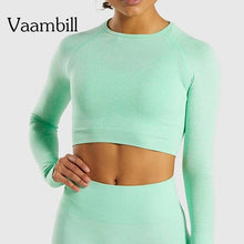 Load image into Gallery viewer, Long Sleeve T-shirt Vital Seamless Gym Crop Top Women Fitness Sport Tshirt Woman Yoga Shirt Womens Workout Tops Sportswear