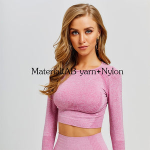 Long Sleeve T-shirt Vital Seamless Gym Crop Top Women Fitness Sport Tshirt Woman Yoga Shirt Womens Workout Tops Sportswear