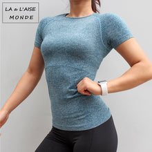 Load image into Gallery viewer, Fitness Women Seamless Sport Shirt Sports Wear For Women Gym Running Top Short Sleeve Yoga Workout Tops Training Sports