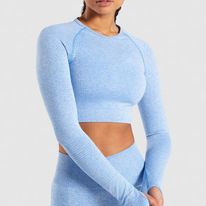 Vital seamless yoga top long sleeve workout tops for women fitness gym crop top athletic gym shirt women sportswear active