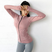 Load image into Gallery viewer, Zhangyunuo Yoga Top Zipper Seamless Gym Fitness Top Women Tight Long Sleeve Sexy Sportwear High Collar Workout Shirts