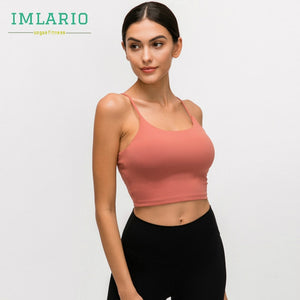 Imlario Classic Yoga Tank Bralet Padded Slim Fit Gym Bodybuilding Crop Top Push Up Nylon Solid Color Workout Tight Camisole