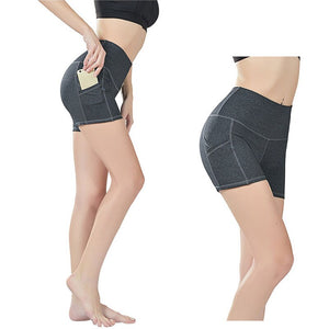 Sexy Push Up Yoga Shorts Women High Waist Fitness Jogger Short With Side Pocket Solid Sport Running Workout Gym Shorts