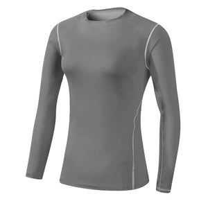 Base Layer Fitness Sport Shirt Quick Dry Women long Sleeves Top Gym jogging lady T-shirt Train Workout Clothing White Yoga Shirt