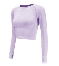 Load image into Gallery viewer, 2019 New Sexy Yoga Clothes Women Seamless Navel Long Sleeve Gradient Yoga Shirts Workout Running Sport Crop Top Gym Clothing