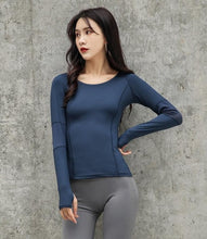 Load image into Gallery viewer, Women Mesh Hollow Out Yoga Top Full Sleeve Sport T Shirt Quick Dry Fitness Clothing Sports Gym Running Jogging Shirts Activewear