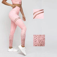 Load image into Gallery viewer, Maryigean 2019 Women Gold Print High Waist Leggings No Transparent Exercise Fitness Leggings Patchwork Push Up Female Pants